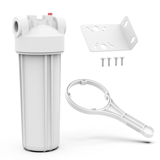 Purevua Whole House Water Filter Housing, Fit 10"x2.5" Sediment etc Filters for Well and City Water, Pre-Filtration System for Home, 3/4" NPT Port, Pressure Release