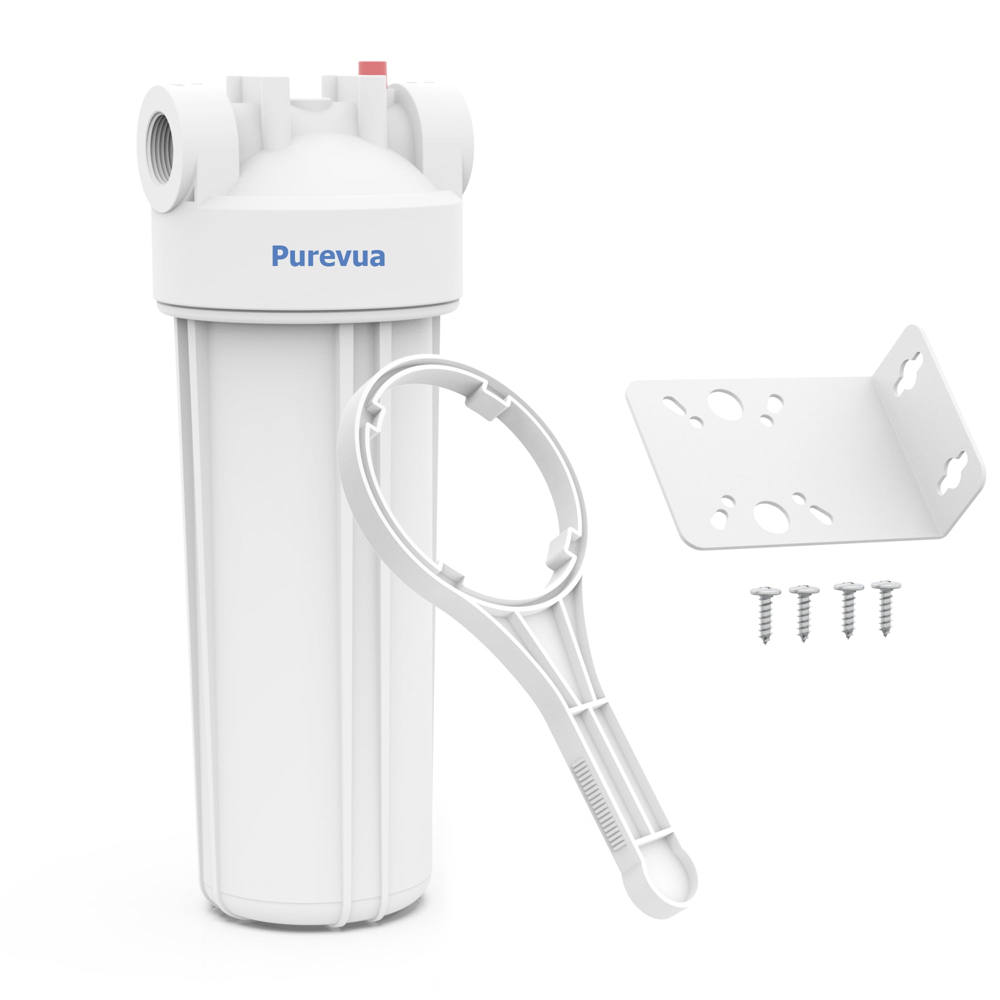 Purevua Whole House Water Filter Housing, Fit 10"x2.5" Sediment etc Filters for Well and City Water, Pre-Filtration System for Home, 3/4" NPT Port, Pressure Release